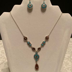 2-pc turquoise/brown set